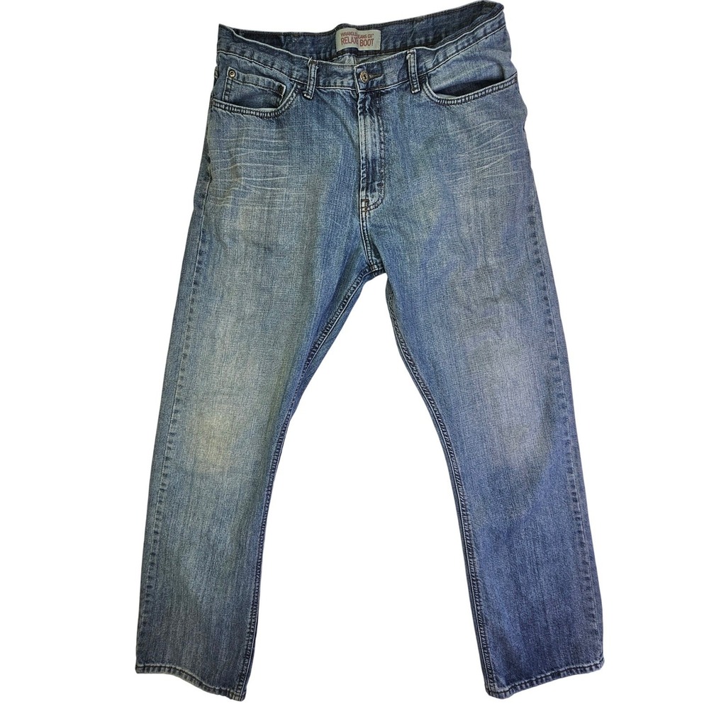 Wrangler Jeans Co Mens Relaxed Boot Cut Jeans Medium Wash‎ Blue Denim 35x32